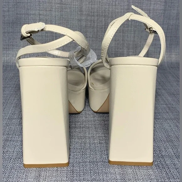 AQUA Cher Ankle Strap Platform High Heel Sandals Ivory Size 9.5 - Picture 5 of 7